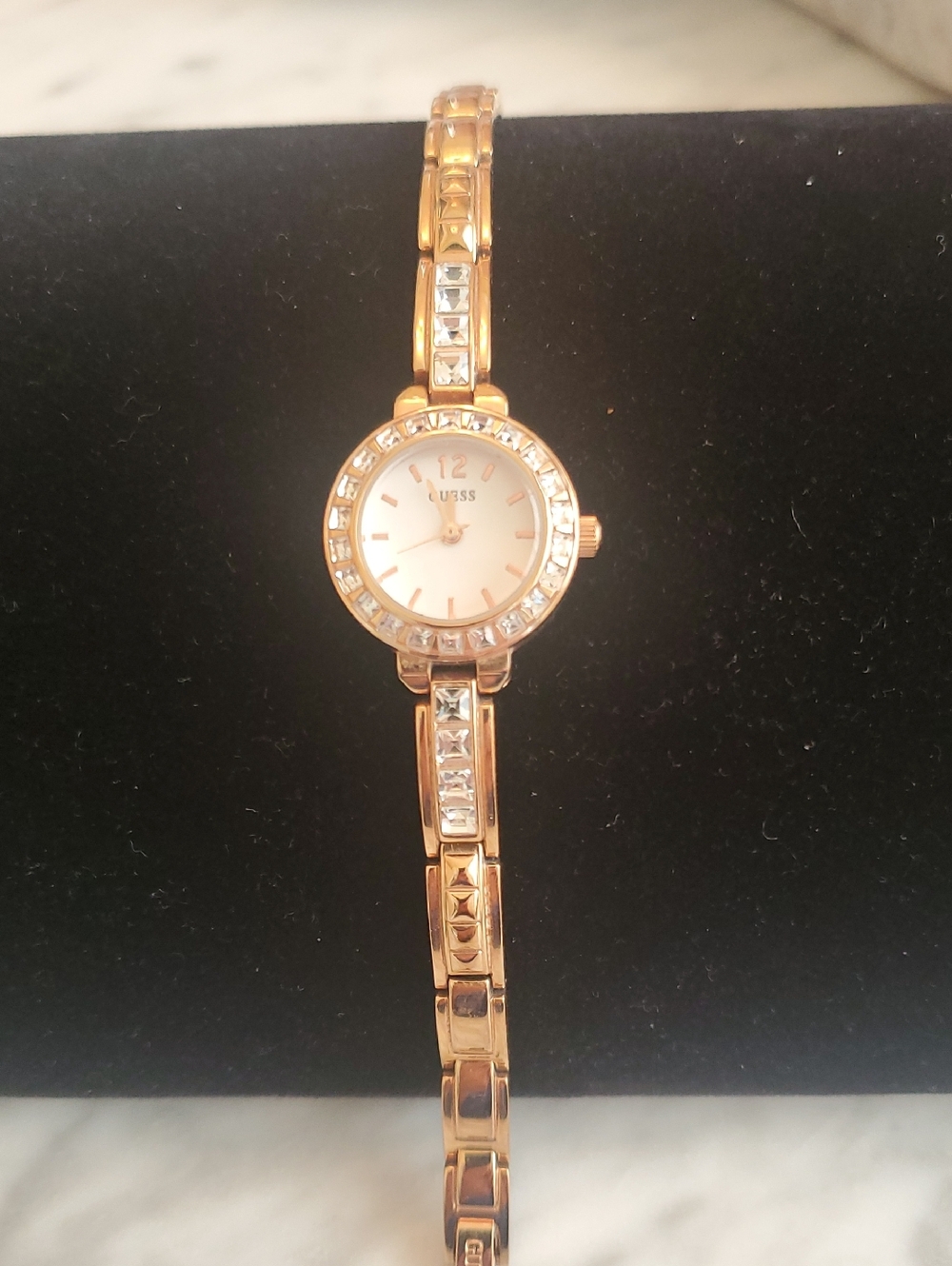 Guess Rose Gold Tone Crystal Accent Women's Bracelet Watch